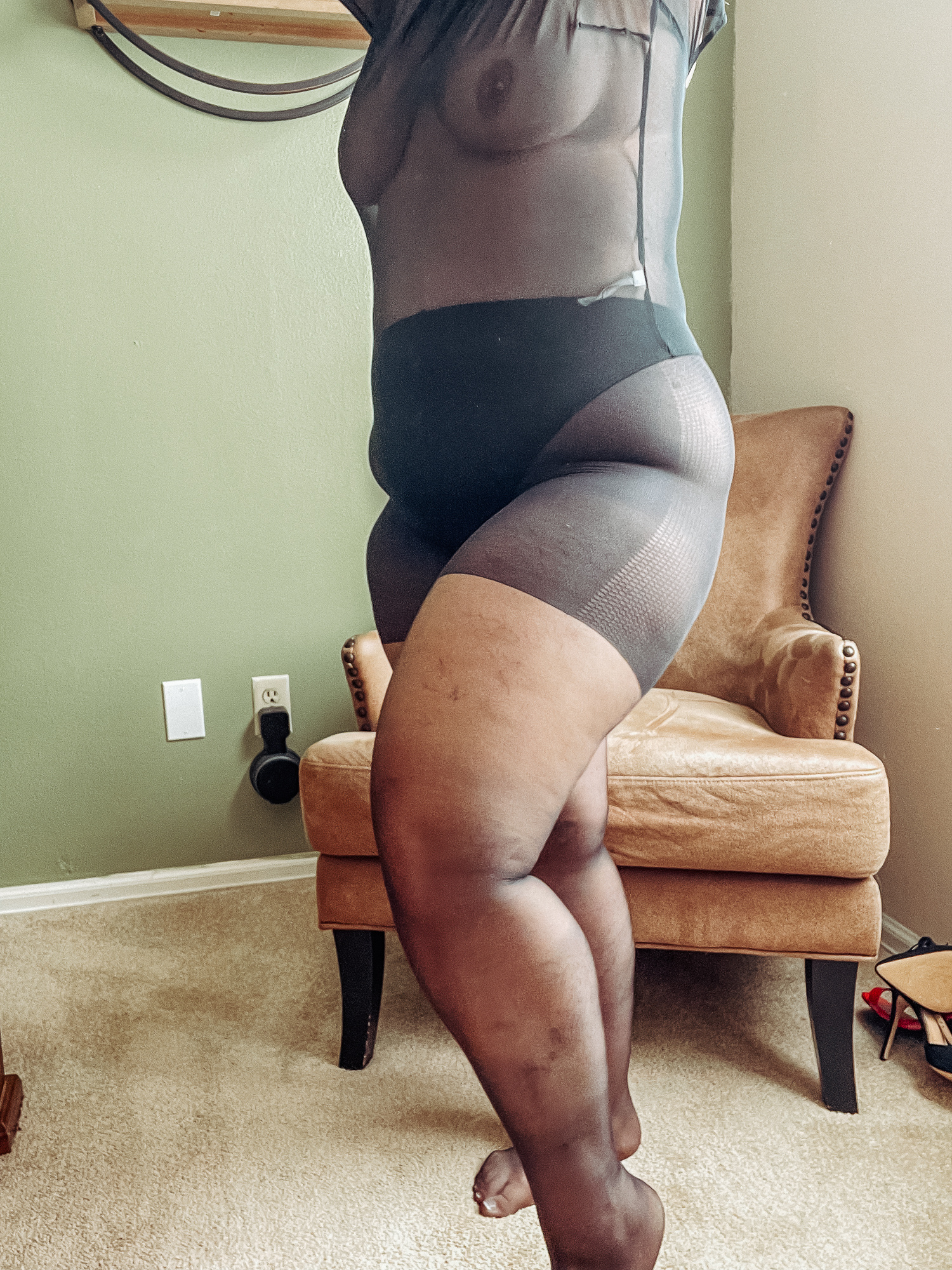 Gorgeous Bbw In A Black Body Suit See Through Lace Sheer Pics