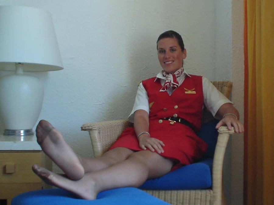 Verena flight attendant pantyhose feet