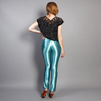 BLUE SPANDEX DISCO PANTS porn pictures