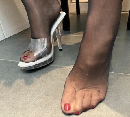 clear high heel mules pissing         