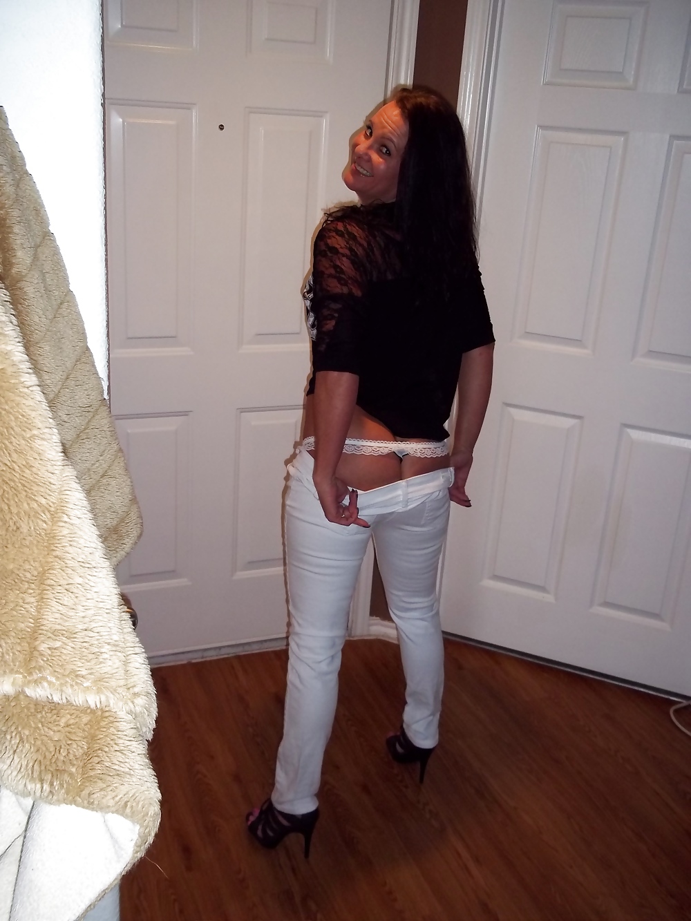 Chance's perfect ass and perky tits in tight white jeans porn pictures