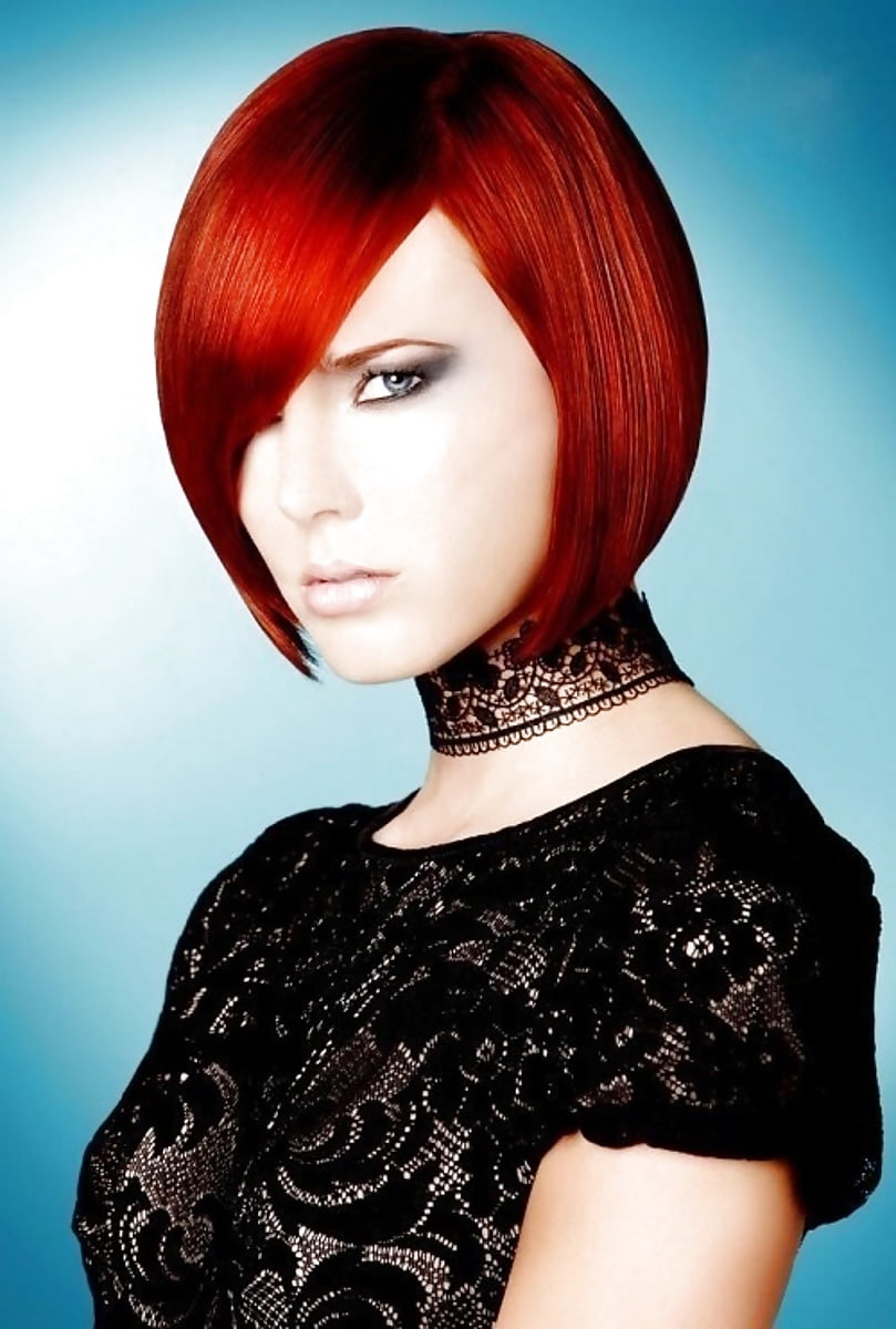 Красный цвет волос фото на короткие волосы