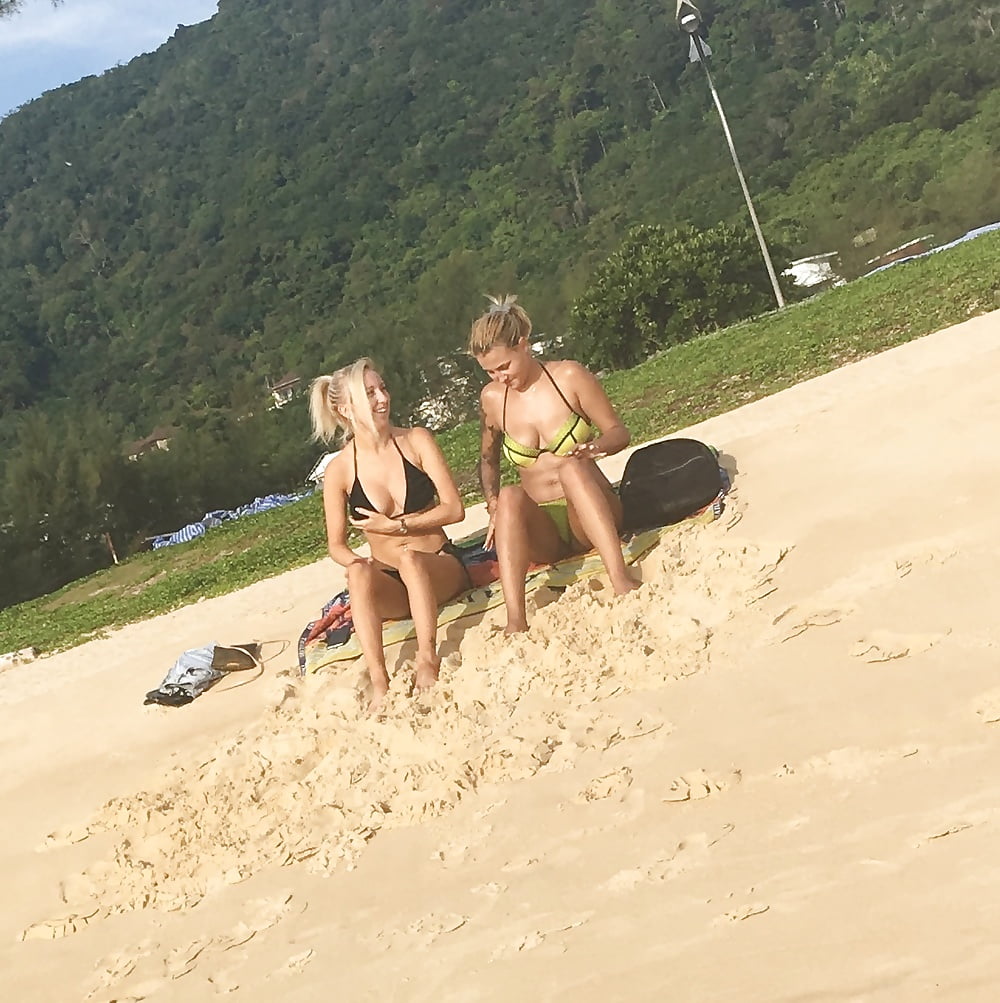 2 blonde sluts with big tits in bikinis porn pictures