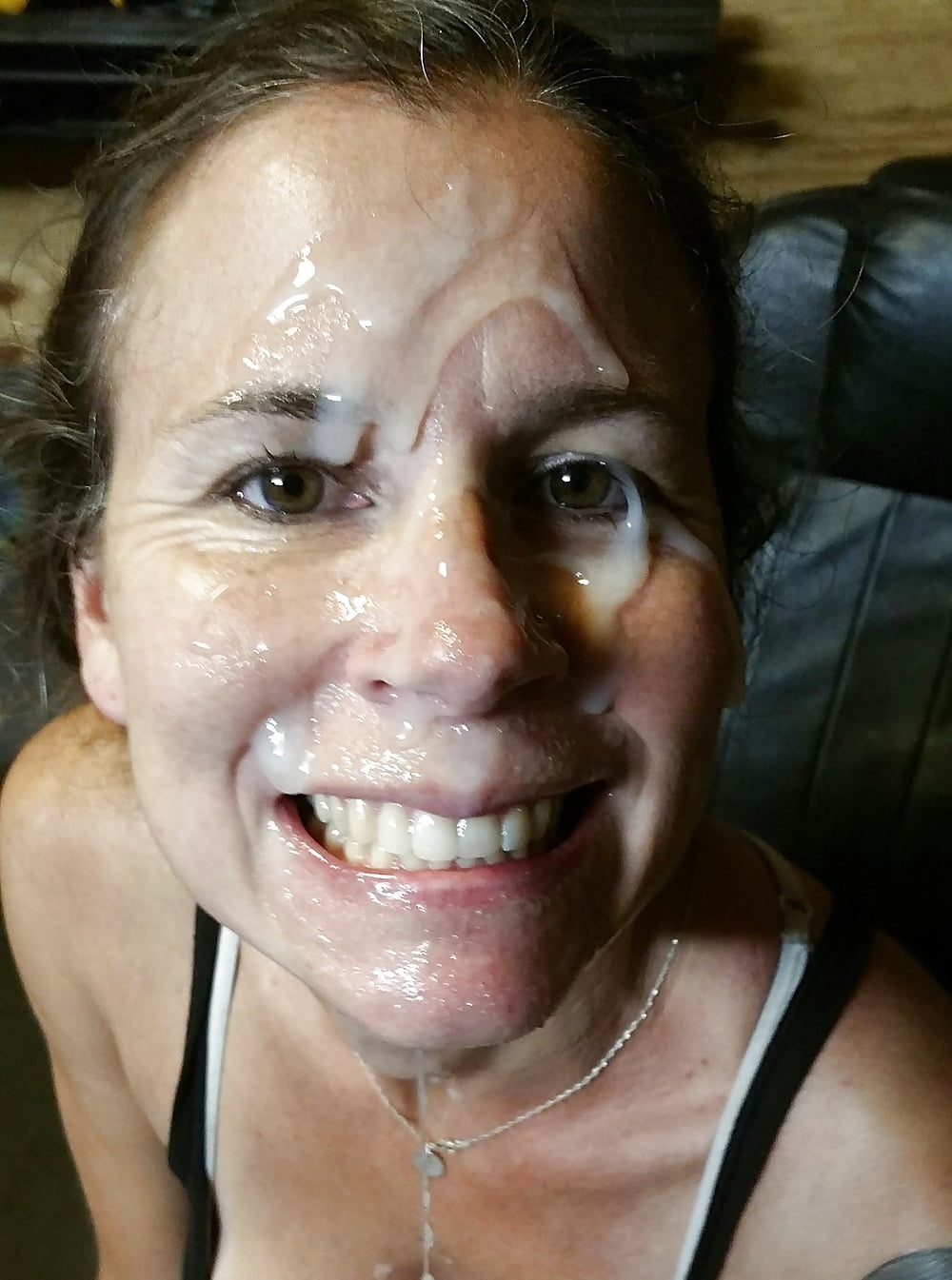 Wife is happy with a hot cum facial