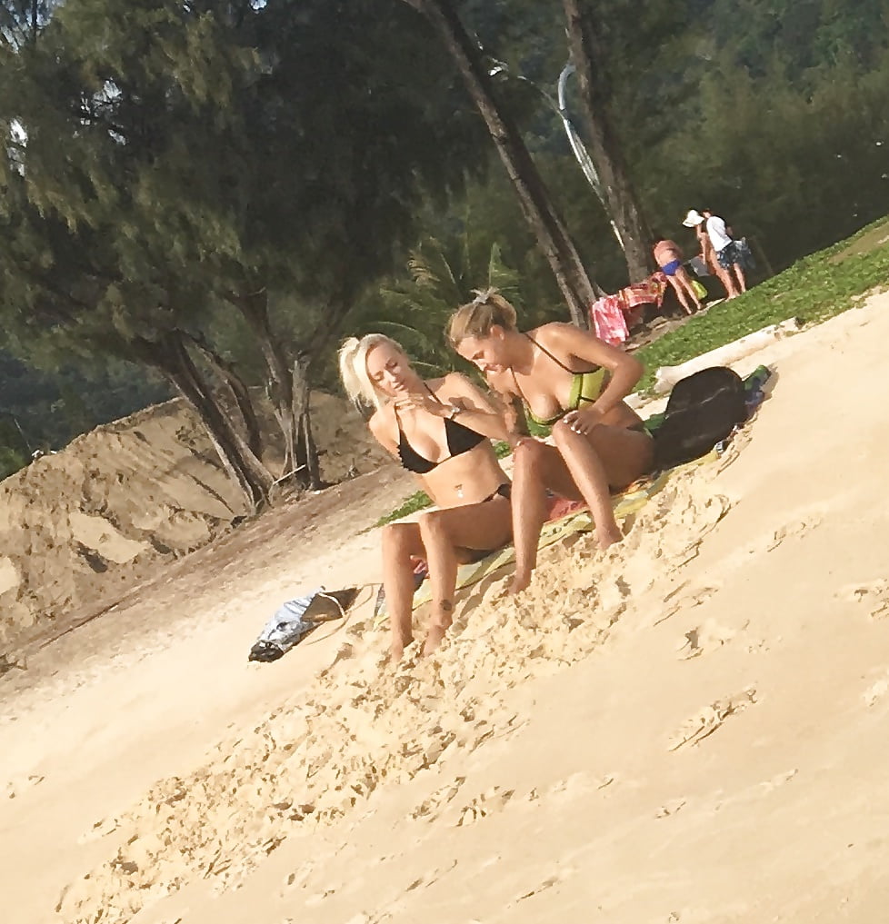 2 blonde sluts with big tits in bikinis porn pictures