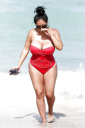 Kiara Mia In A Red Bikini in South Beach