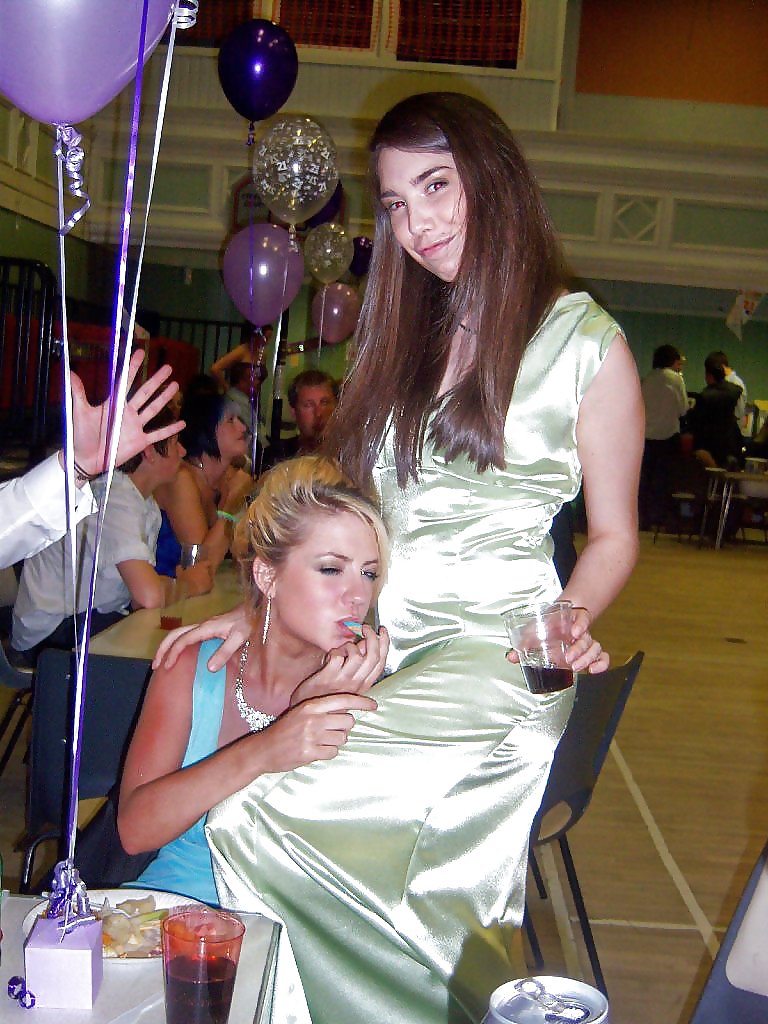 2 or more girls in Satin Prom dresses porn pictures
