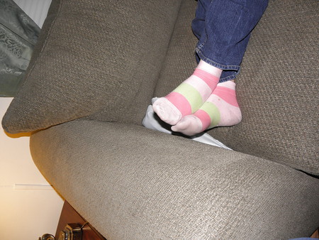 Wifes sock coverd feet