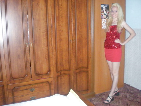Blonde girl in red