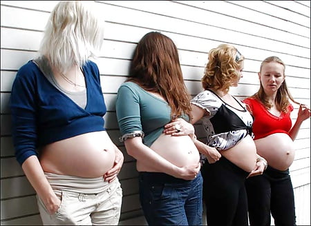 Group of preggo teen sluts