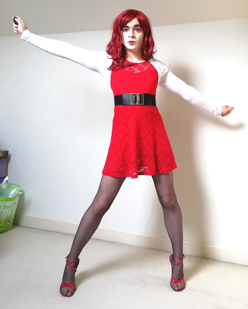 See And Save As Marie Crossdresser In Red Dress And Super Sheer Pantyhose Porn Pict Xhams 9617