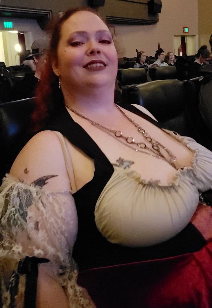 Slutty pdx bbw wife C showing off her big tits on hallow picture