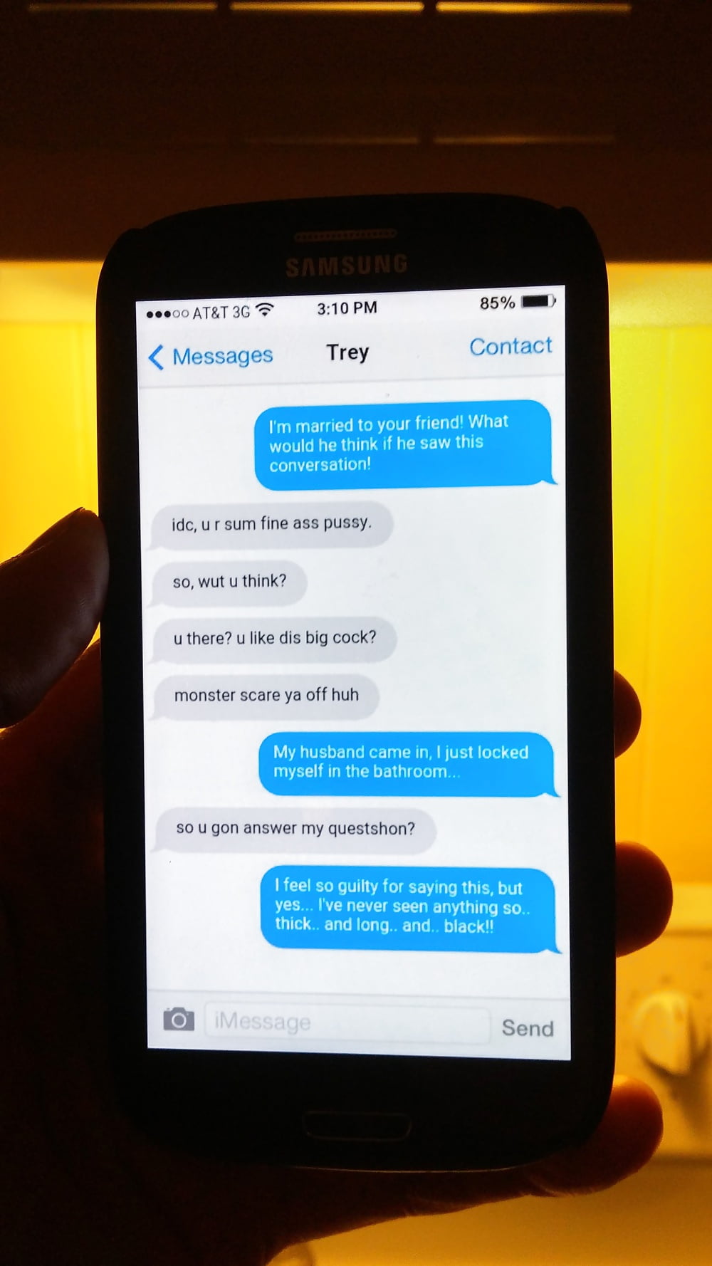 Text found on cheating wife's phone porn pictures