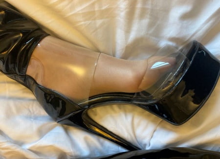 vinyl pants pvc boots and pantyhose         