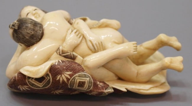 Hippo ivory handcrafted erotic and figurine netsuke by r p international limited, hong kong