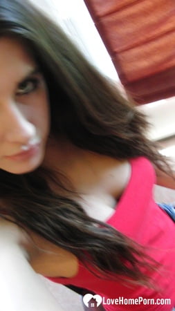 brunette cutie gets some cum over herself         