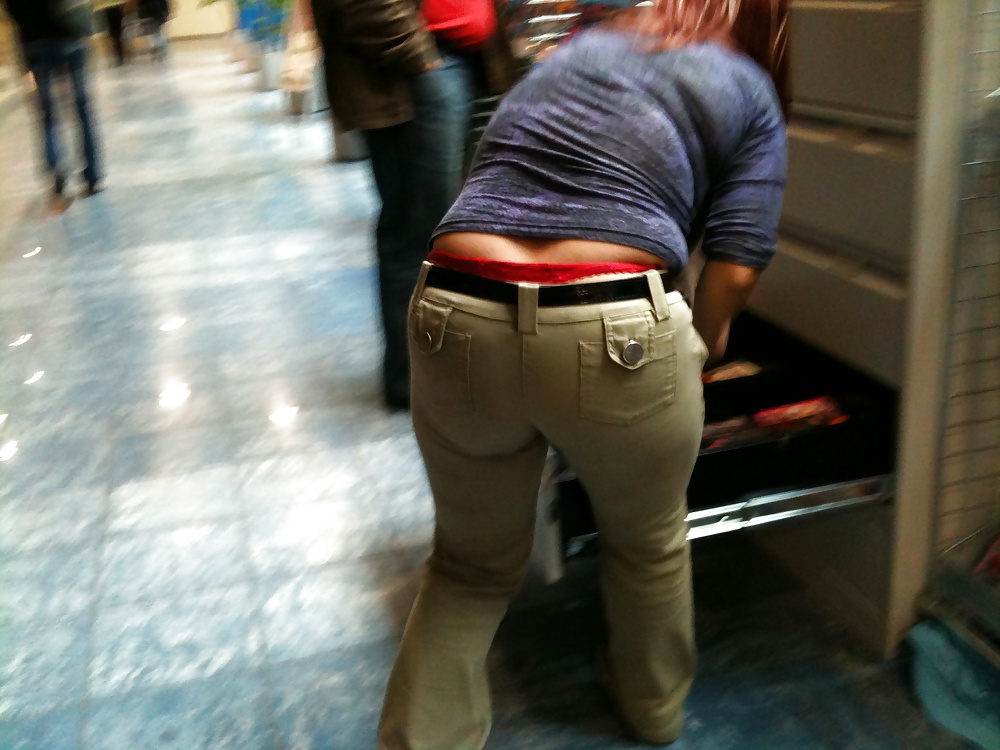 Candid red thong big ass in tight jeans porn pictures
