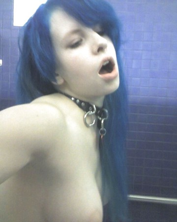 Bluehaired emo with big tits