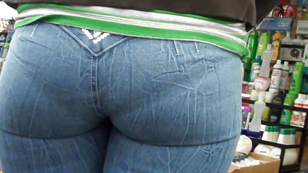 Tight ass & butt in jeans outlining panties so fine