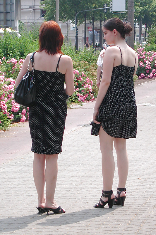 german mum and daughter's friend walk in dress and sexy shoes - 2010 porn pictures