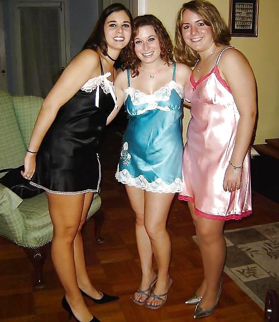 2 or more girls in Satin Nighties porn pictures