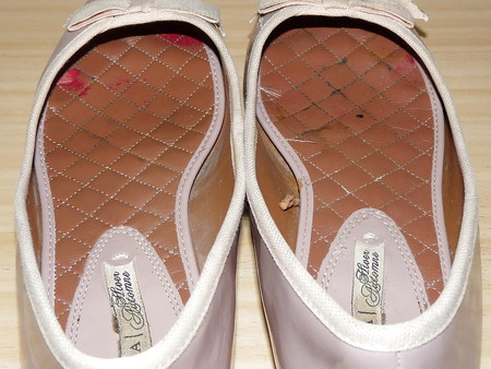Wifes well worn nude lack Ballerinas flats shoes1