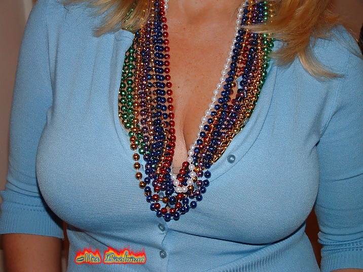 Mrs. Betty Boobman and her Mardi Gras beads porn pictures