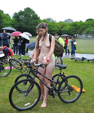 Female exhbitionist at World Naked Bike Ride
