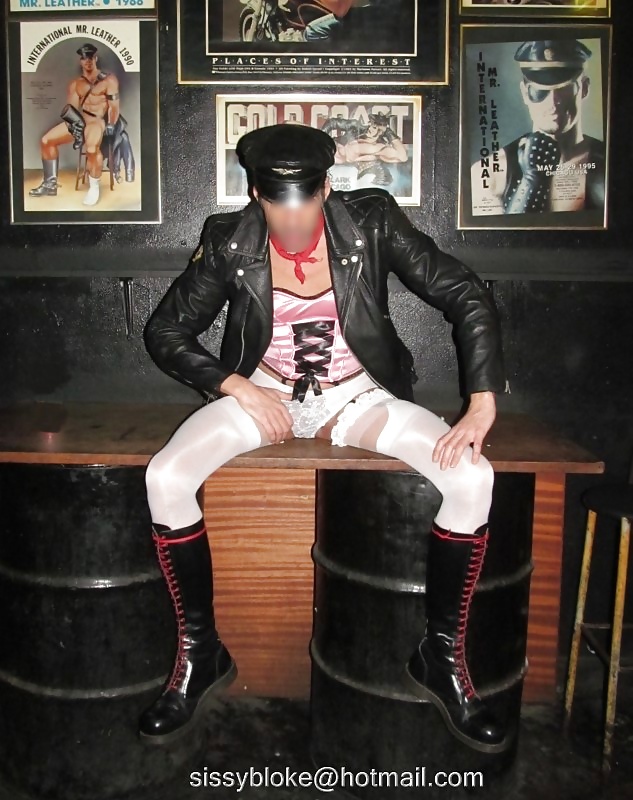 sissy crossdresser in the macho leather bar porn pictures