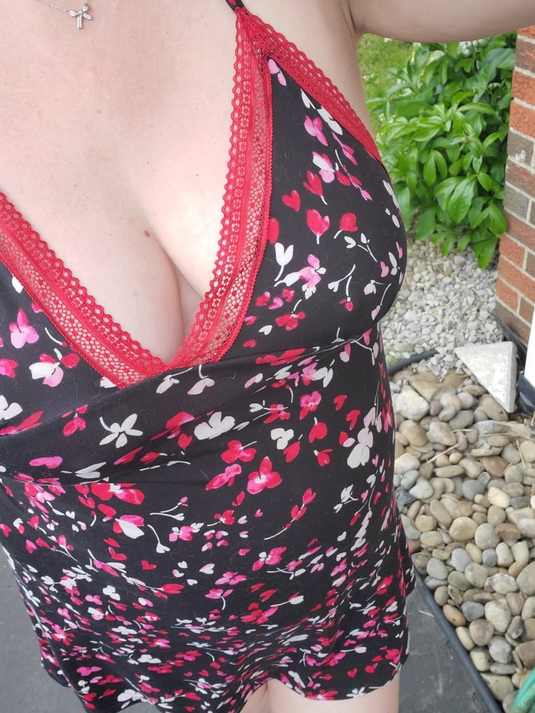 Daddy's babygirl showing off huge tits outside in the garden - 54 Pics 