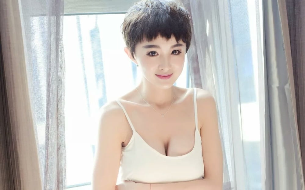 Short hair outdoor asian housewife